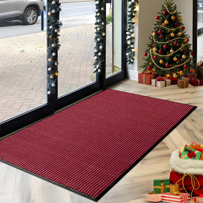 MaxMat® Heavy Duty Entry Floor Mat - Large Commercial, Indoor/Outdoor, Waterproof, Easy to Clean, Low-Profile Door Mat (4 x 6 Feet, Brown, MXM-RIB0046BR)
