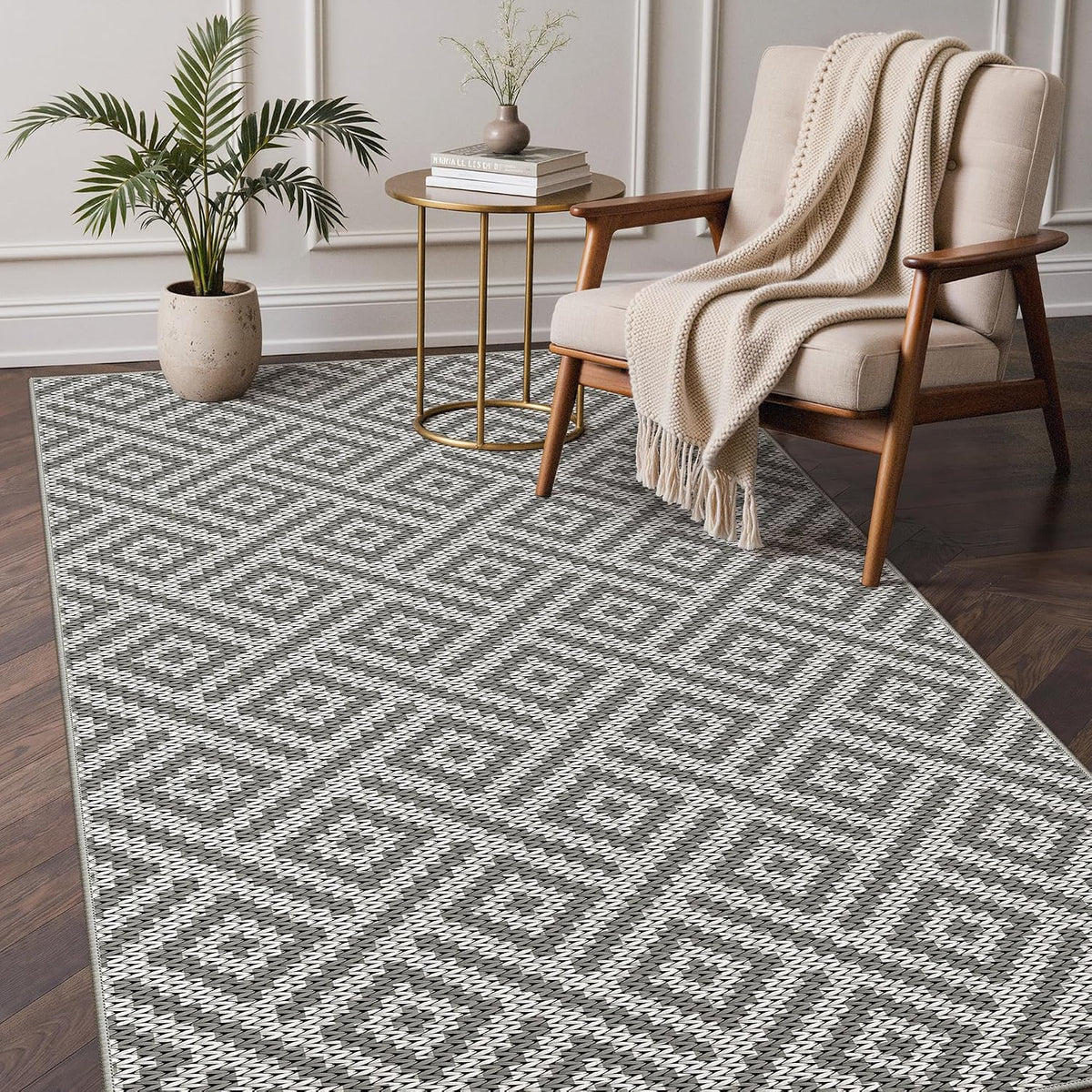 GENIMO Outdoor Rug, Waterproof Plastic Rugs for Patio, 5'x8' Cloud Grey