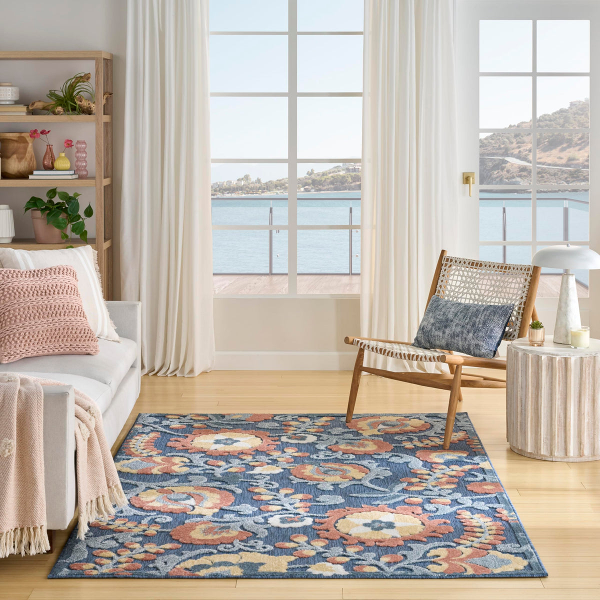 Nourison Home Aloha Natural Blue 2'3" x 10' Area Rug - Easy Clean, Non Shedding, Bed Room, Living Room, Dining Room, Kitchen (10' Runner)
