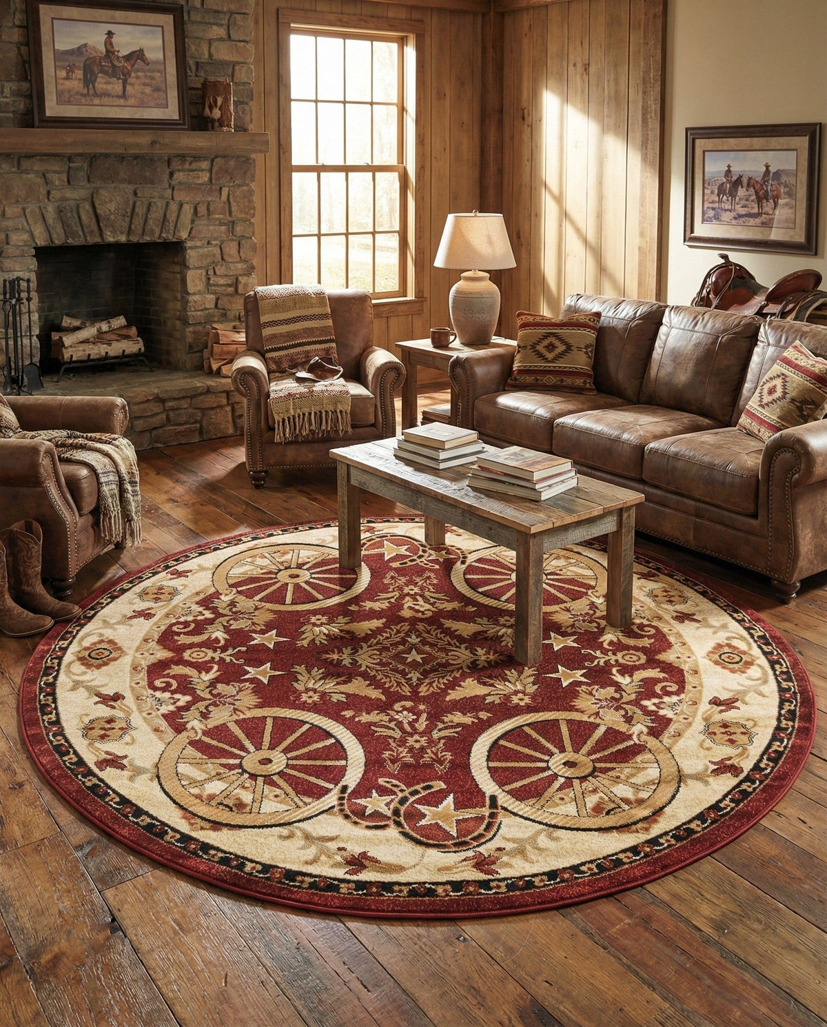 Rugs.com - Pioneer Rug – 5 Ft Square Ivory Easy-Clean Rug – Rustic Decor for Living Rooms, Bedrooms, and Entryways