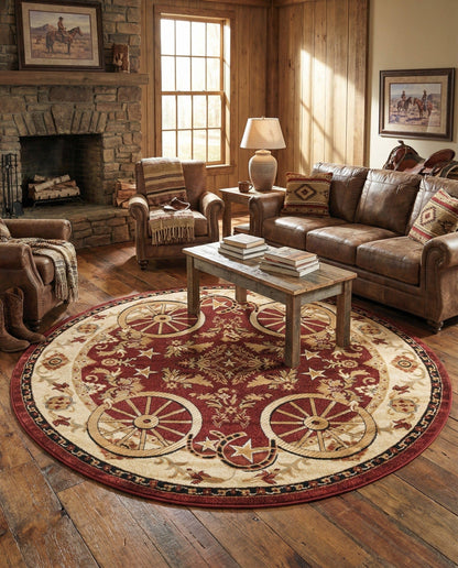 Rugs.com - Pioneer Rug – 5 Ft Square Ivory Easy-Clean Rug – Rustic Decor for Living Rooms, Bedrooms, and Entryways