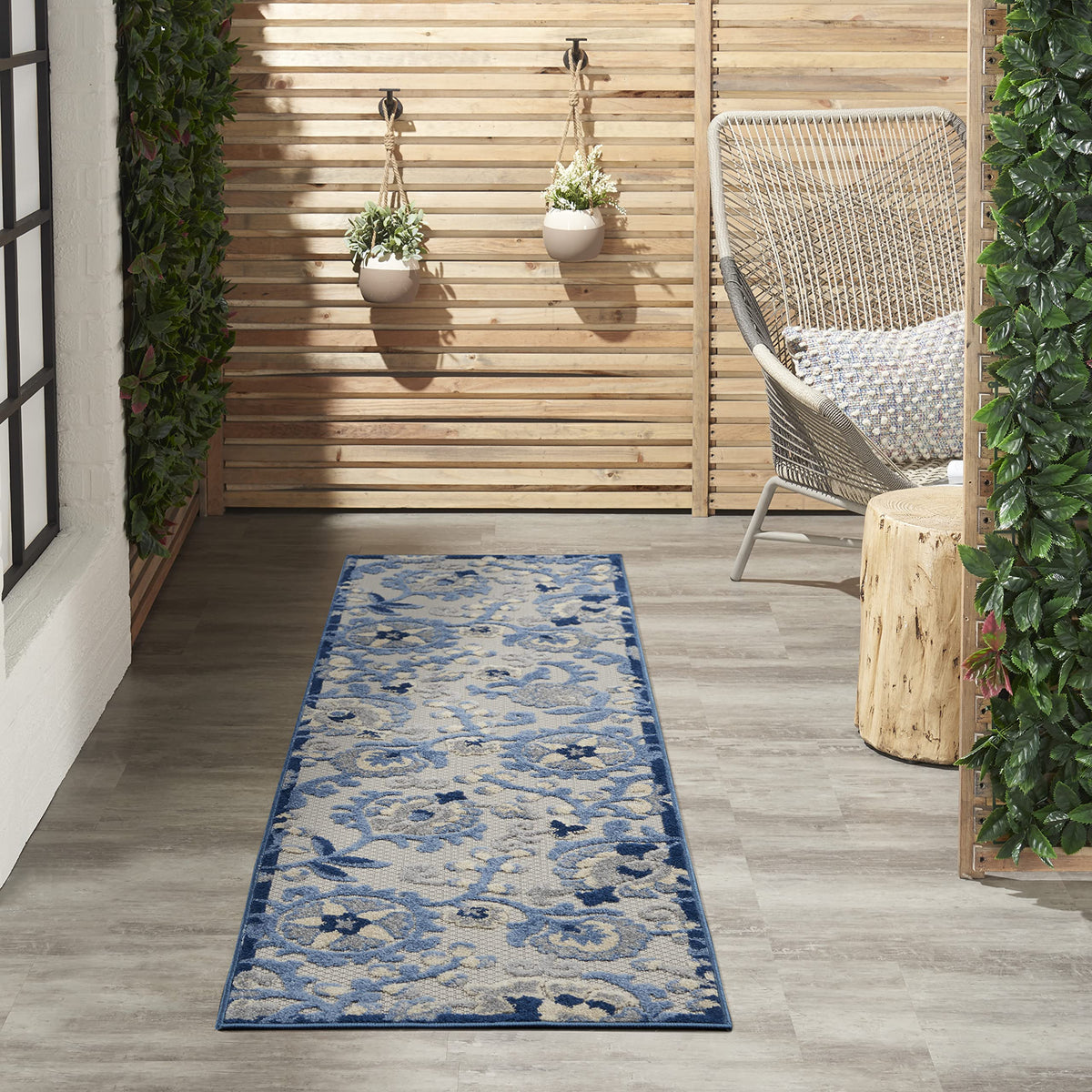 Nourison Home Aloha Natural Blue 2'3" x 10' Area Rug - Easy Clean, Non Shedding, Bed Room, Living Room, Dining Room, Kitchen (10' Runner)
