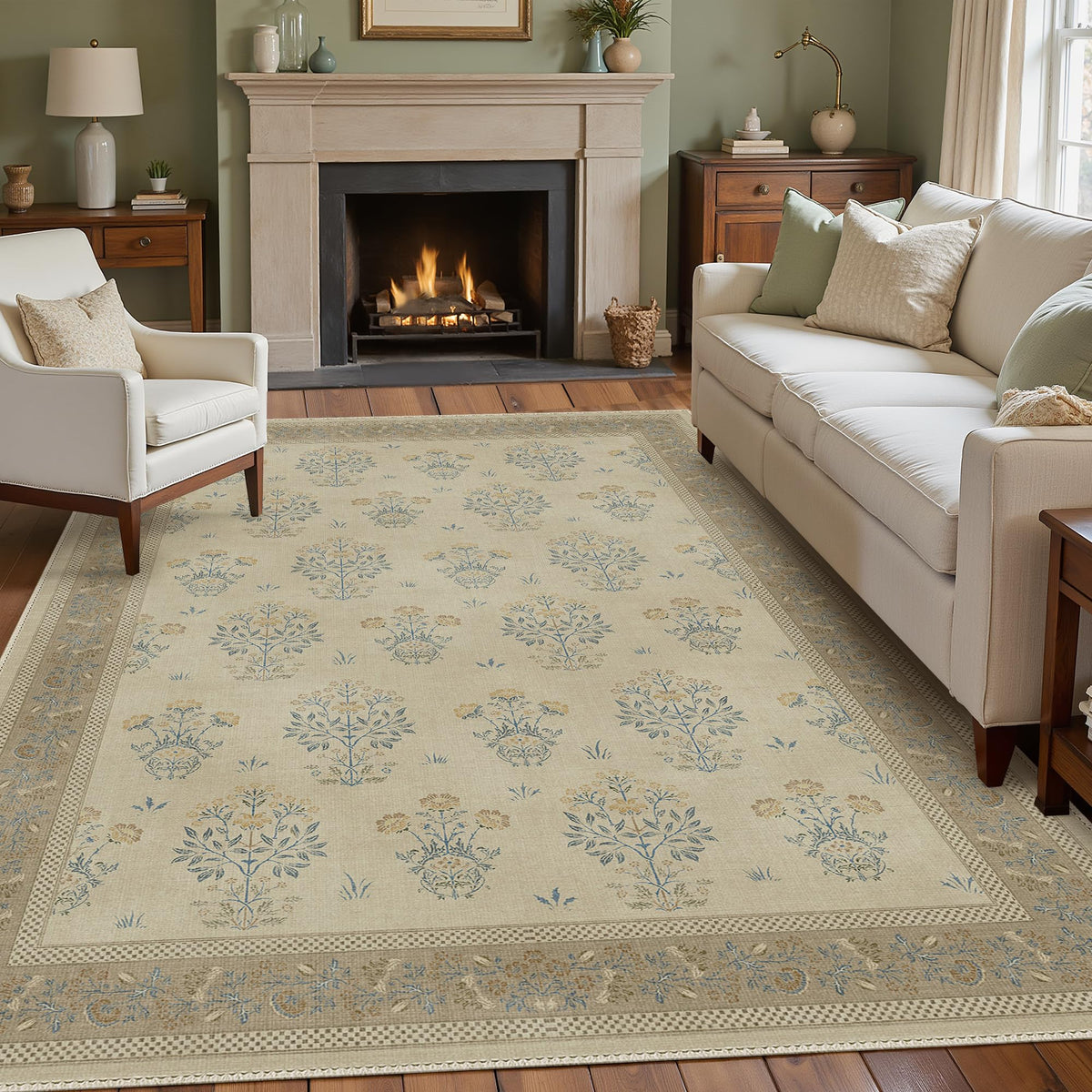 GENIMO 9x12 Area Rug Washable Non Slip for Living Room, Navy Blue Gray