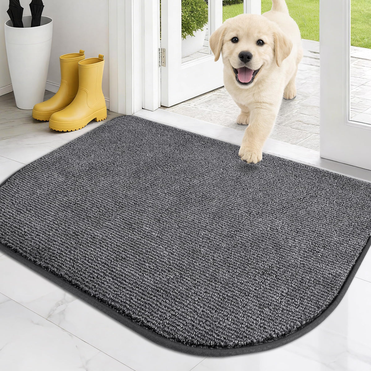 PURRUGS Dirt Trapping Indoor Door Mat, 20" x 31.5", Heathered Charcoal