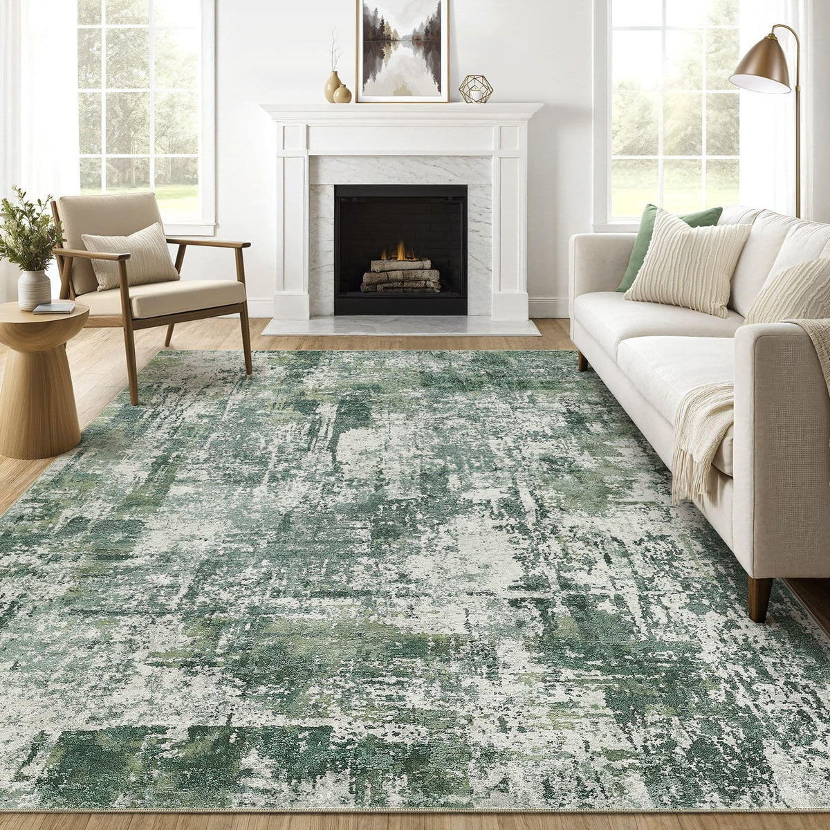 LOONGRUG 10x14 Area Rugs Washable Large Neutral Modern Living Room Rug
