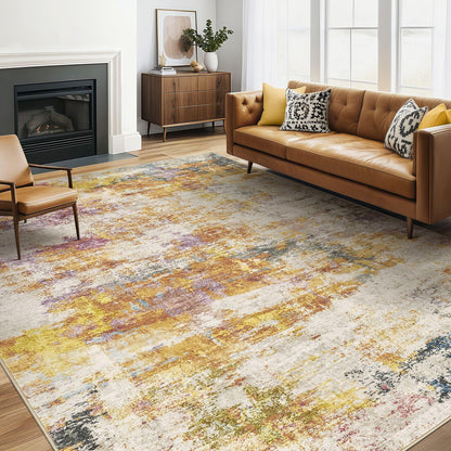 LOONGRUG 10x14 Area Rugs Washable Large Neutral Modern Living Room Rug