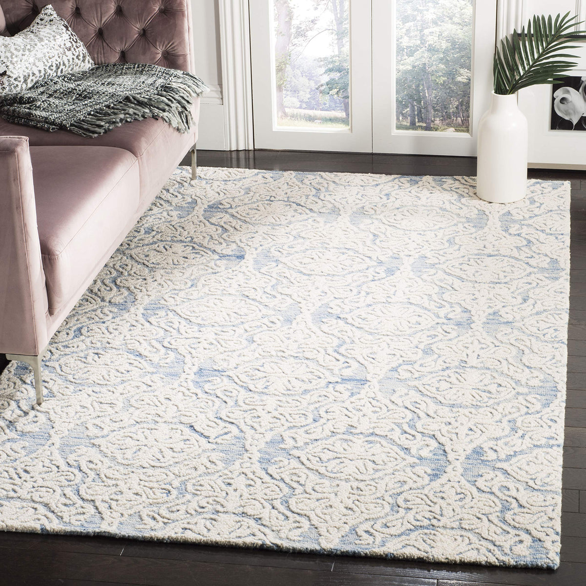 SAFAVIEH Blossom Collection Area Rug - 9' x 12', Beige & Ivory, Handmade Wool, Ideal for High Traffic Areas in Living Room, Bedroom (BLM112B)