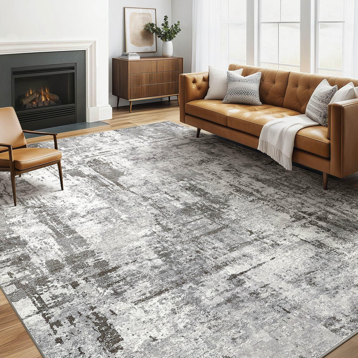 LOONGRUG 10x14 Area Rugs Washable Large Neutral Modern Living Room Rug