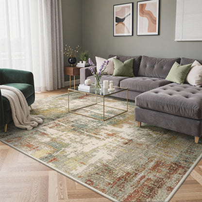 GENIMO 9x12 Area Rug Washable Non Slip for Living Room, Navy Blue Gray