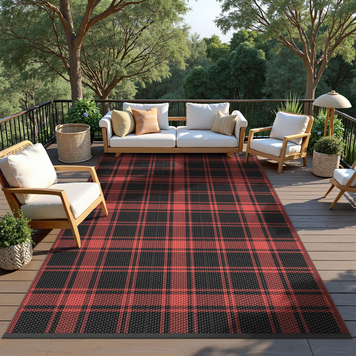 GENIMO Outdoor Rug, Waterproof Plastic Rugs for Patio, 5'x8' Cloud Grey