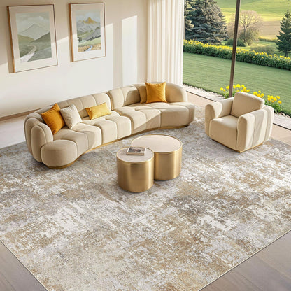 Tortania Washable 8x10 Area Rug for Living Room: Modern Abstract Neutral Large Soft Thin Rugs - Non Slip Indoor Carpet for Bedroom Dining Room Office Nursery Home Floor Decoration - Smoky Gray