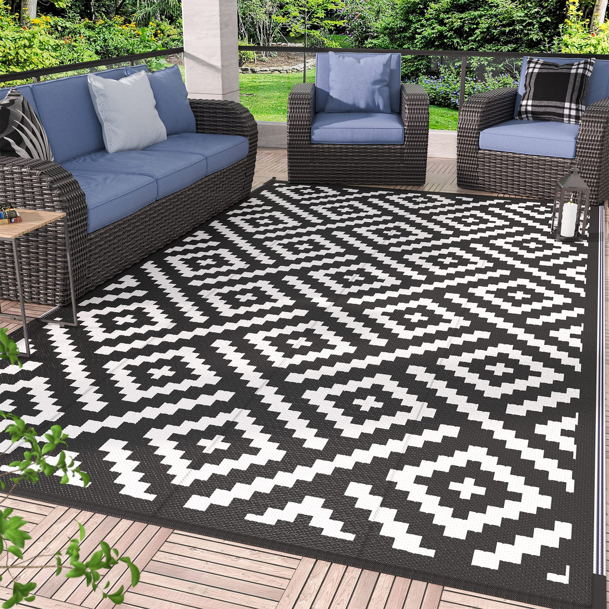GENIMO Outdoor Rug, Waterproof Plastic Rugs for Patio, 5'x8' Cloud Grey