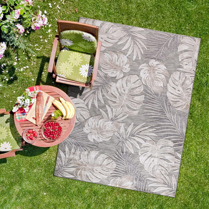CAMILSON Indoor Outdoor Rug, Multi 5x7 Leaf Tropical Botanical Area Rugs for Indoor and Outdoor patios, Easy-Cleaning Non-Shedding Living Room, Garden and Kitchen Washable Outside Carpet (5 x 7)