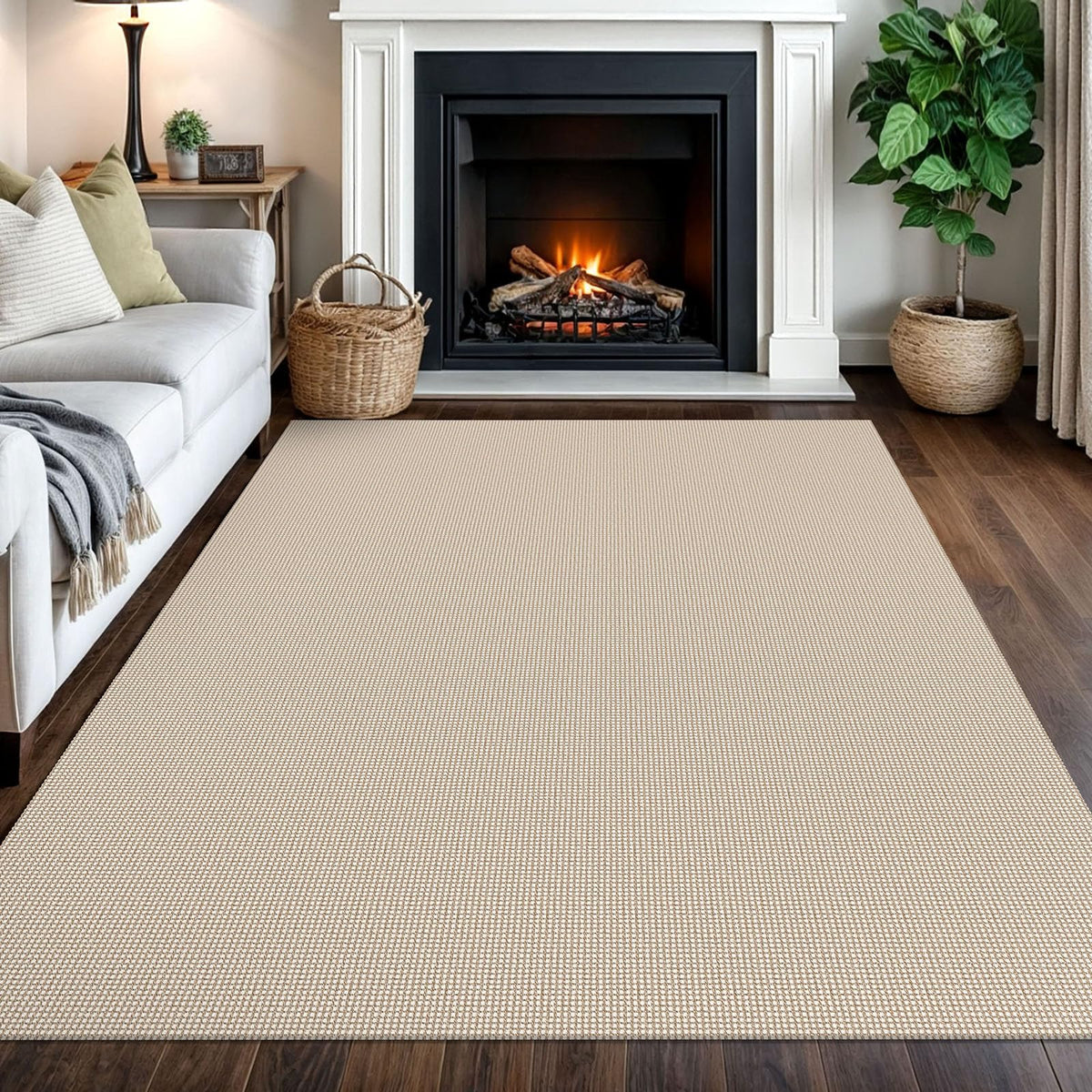 IOHOUZE Small Area Rug 2x3 Washable Woven Rugs for Entryway Non Slip Rubber Backed Front Door Rugs Indoor Doormat Throw Rug Floor Carpet for Entrance Kitchen, Cream/Beige