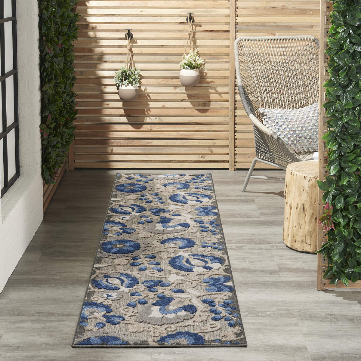 Nourison Home Aloha Natural Blue 2'3" x 10' Area Rug - Easy Clean, Non Shedding, Bed Room, Living Room, Dining Room, Kitchen (10' Runner)