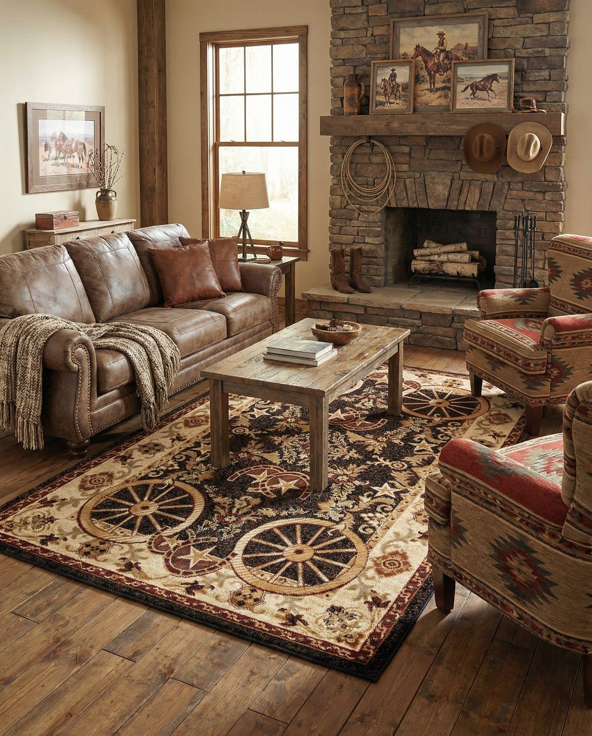 Rugs.com - Pioneer Rug – 5 Ft Square Ivory Easy-Clean Rug – Rustic Decor for Living Rooms, Bedrooms, and Entryways