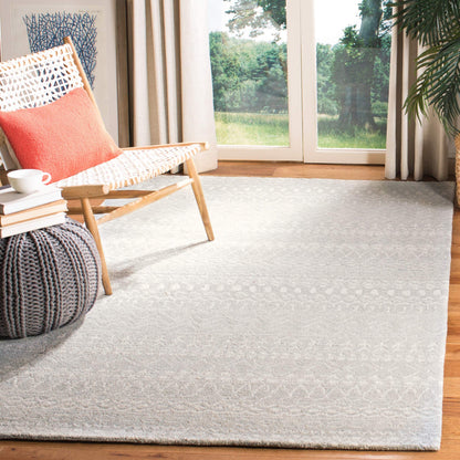 SAFAVIEH Micro-Loop Collection Accent Rug - 2'6" x 4', Blue & Ivory, Handmade Moroccan Boho Tribal Wool, Ideal for High Traffic Areas in Entryway, Living Room, Bedroom (MLP502M)
