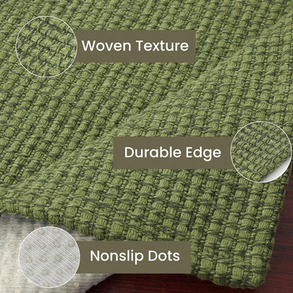 IOHOUZE Washable Area Rug 3x5 Non Slip Rubber Backed Woven Rugs for Entryway Rugs Indoor Outdoor Doormat Throw Rug Floor Carpet for Entrance Kitchen Front Door, Olive Green/Earthy Green