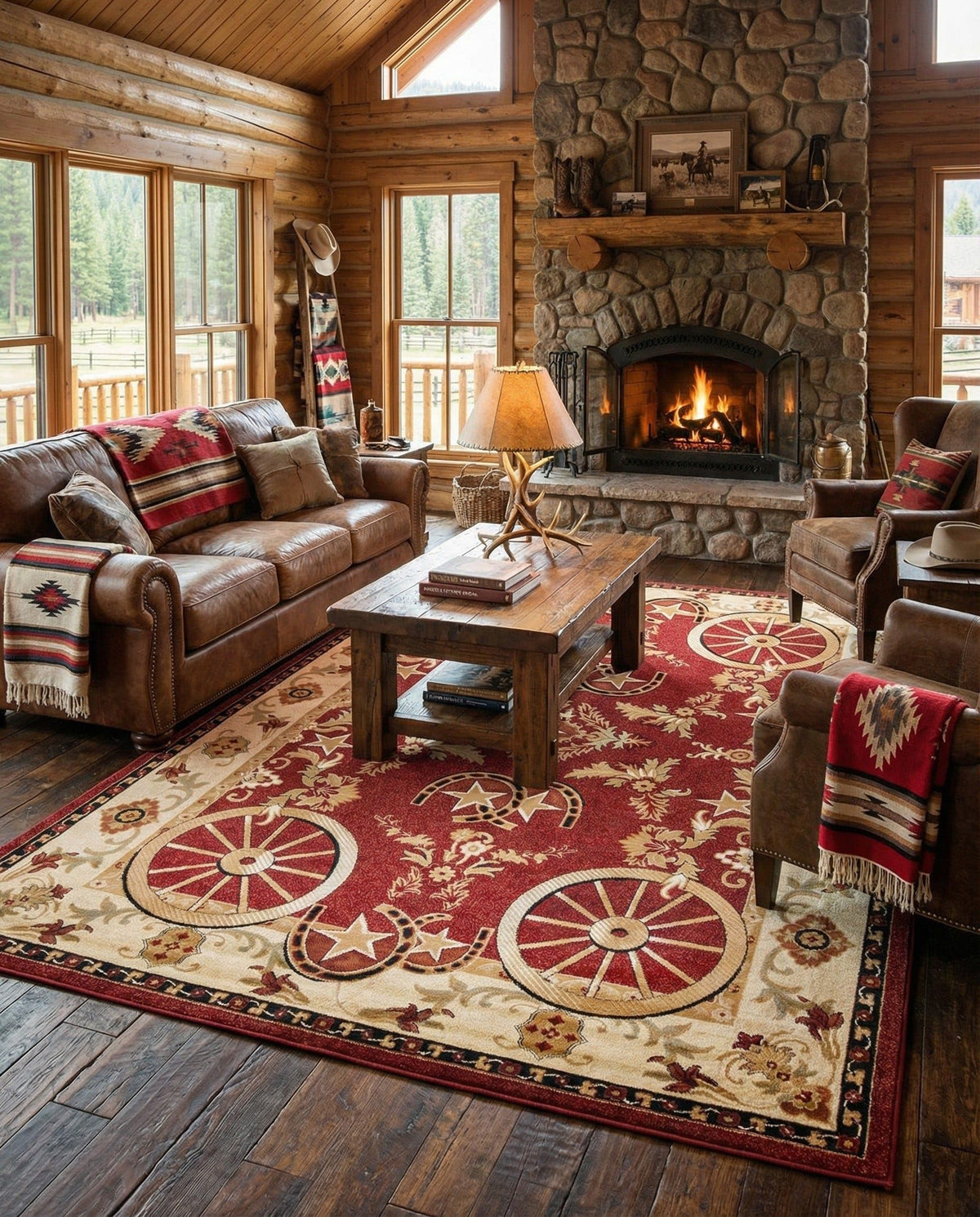 Rugs.com - Pioneer Rug – 5 Ft Square Ivory Easy-Clean Rug – Rustic Decor for Living Rooms, Bedrooms, and Entryways