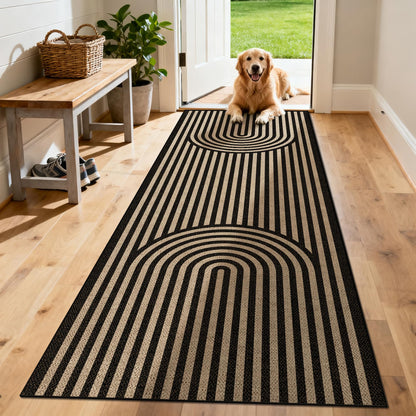 Washable 8x10 Modern Rainbow Easy Jute Indoor Outdoor Rug for Living Room