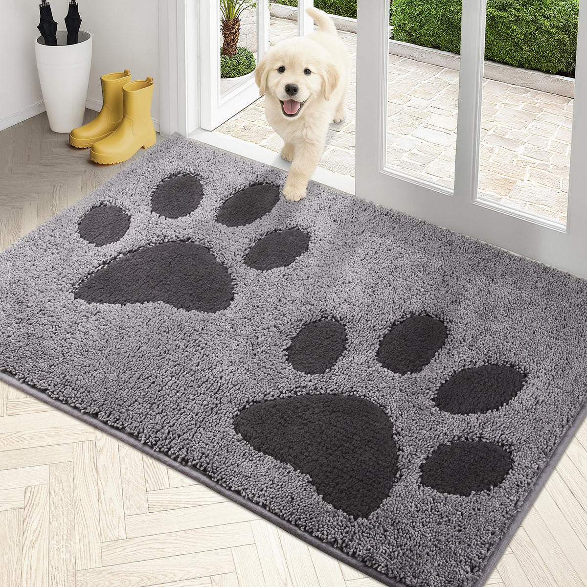 PURRUGS Dirt Trapping Door Mat Indoor Entrance, 32" x 47", Grey