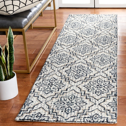 SAFAVIEH Abstract Collection Area Rug - 6' x 9', Blue & Grey, Handmade Wool, Ideal for High Traffic Areas in Living Room, Bedroom (ABT201A)