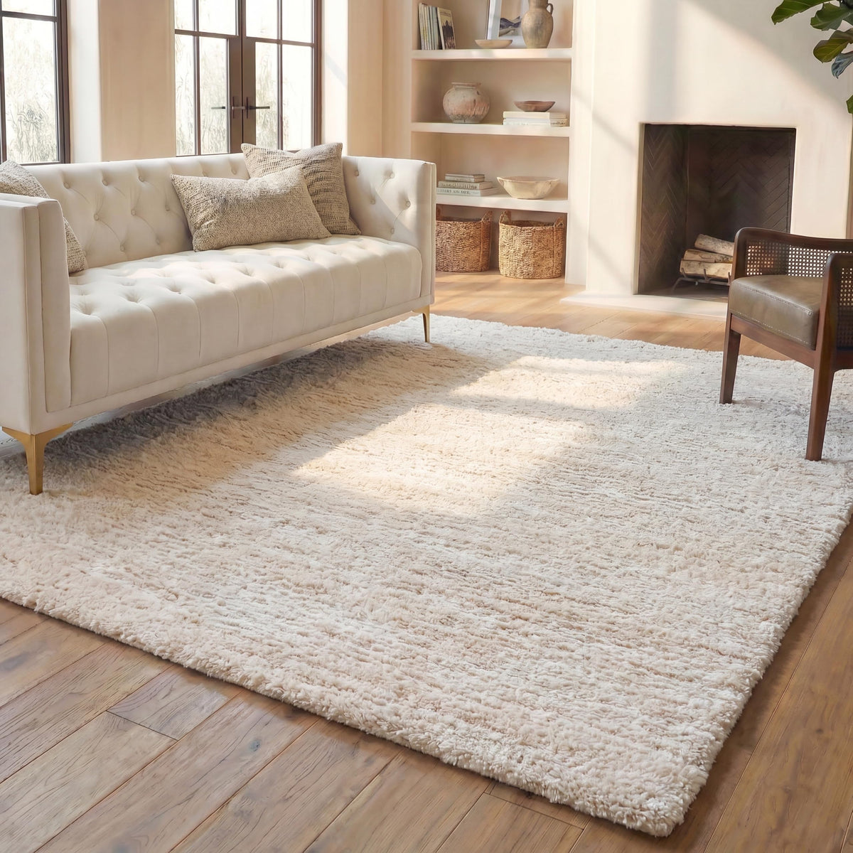 SAFAVIEH Berber Shag Rug 8x10, Large Ivory & Beige BER563A