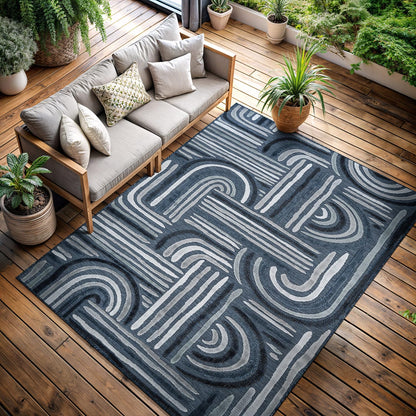 CAMILSON Indoor Outdoor Rug, Multi 5x7 Leaf Tropical Botanical Area Rugs for Indoor and Outdoor patios, Easy-Cleaning Non-Shedding Living Room, Garden and Kitchen Washable Outside Carpet (5 x 7)