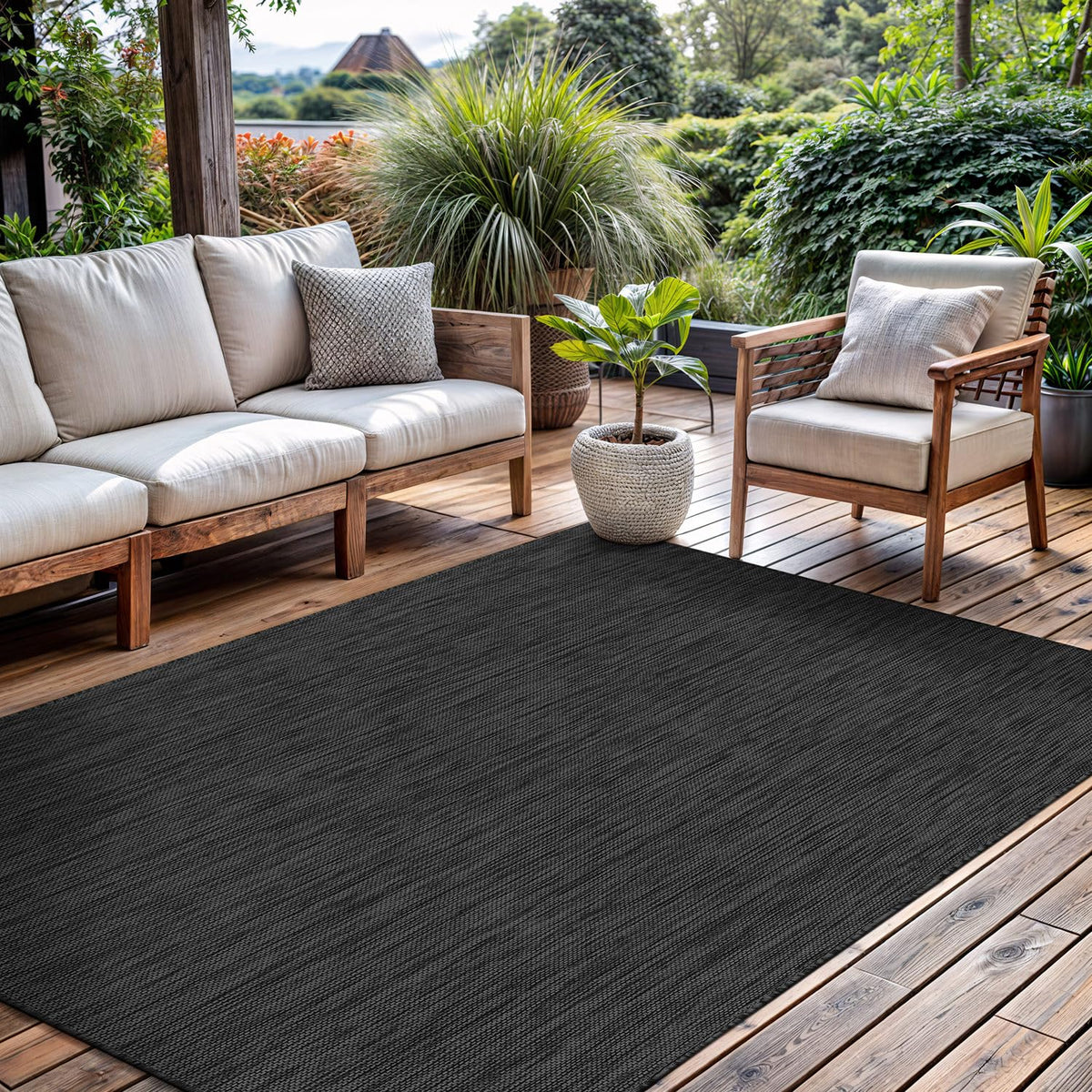 CAMILSON Outdoor Rug 5x7 Modern Area Rugs for Indoor and Outdoor Patios and Porches - Waterproof, Washable, Non-Shedding, Easy-to-Clean Outside Carpet (5 x 7, Medallion - Beige/White)