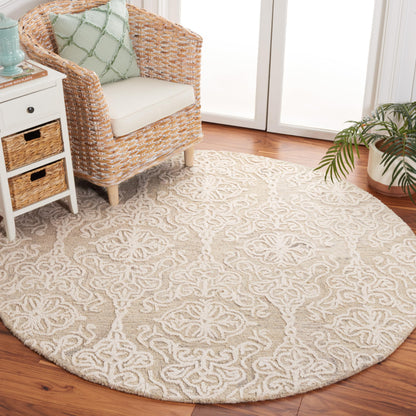 SAFAVIEH Blossom Collection Area Rug - 9' x 12', Beige & Ivory, Handmade Wool, Ideal for High Traffic Areas in Living Room, Bedroom (BLM112B)