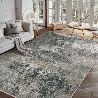 GENIMO 9x12 Area Rug Washable Non Slip for Living Room, Navy Blue Gray