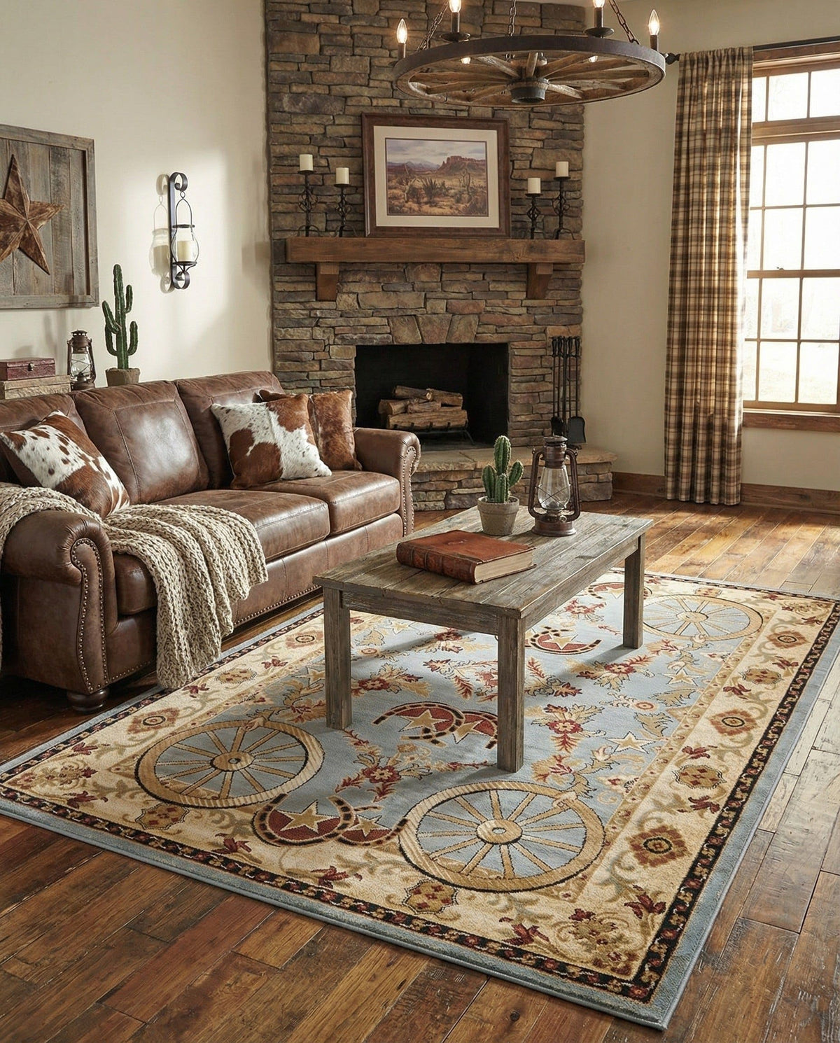 Rugs.com - Pioneer Rug – 5 Ft Square Ivory Easy-Clean Rug – Rustic Decor for Living Rooms, Bedrooms, and Entryways