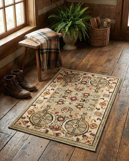 Rugs.com - Pioneer Rug – 5 Ft Square Ivory Easy-Clean Rug – Rustic Decor for Living Rooms, Bedrooms, and Entryways