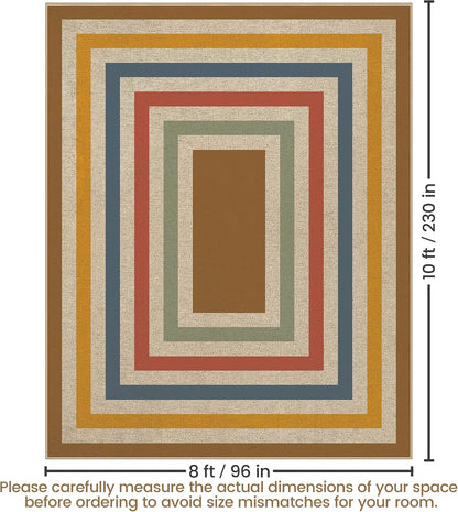 Washable 8x10 Black Striped Easy Jute Indoor Outdoor Rug for Living Room
