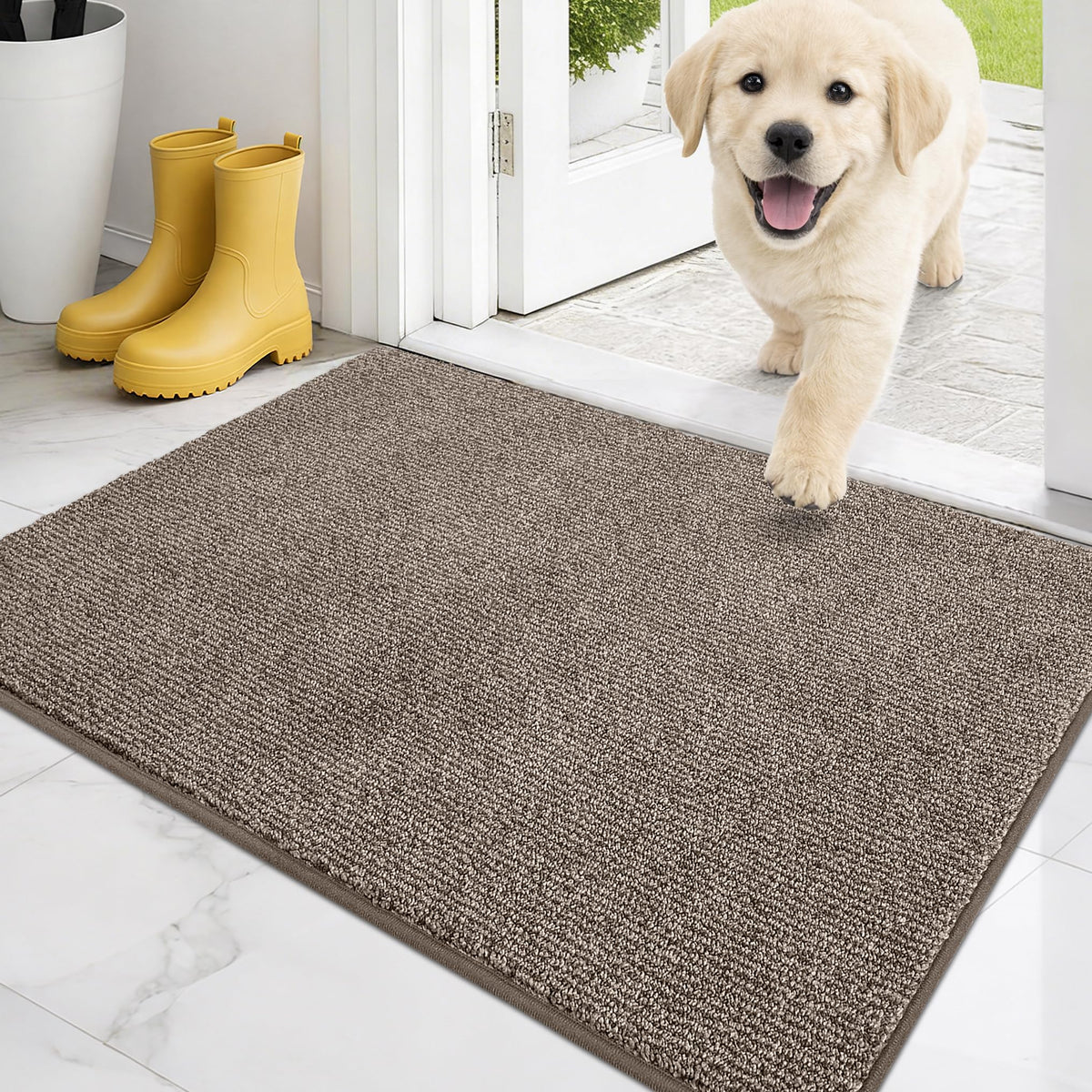 PURRUGS Dirt Trapping Indoor Door Mat, 20" x 31.5", Heathered Charcoal