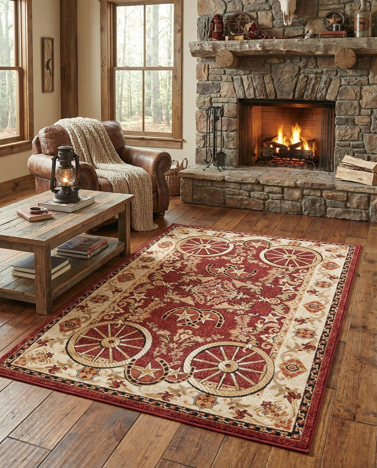 Rugs.com - Pioneer Rug – 5 Ft Square Ivory Easy-Clean Rug – Rustic Decor for Living Rooms, Bedrooms, and Entryways