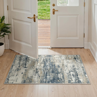 GENIMO 9x12 Area Rug Washable Non Slip for Living Room, Navy Blue Gray
