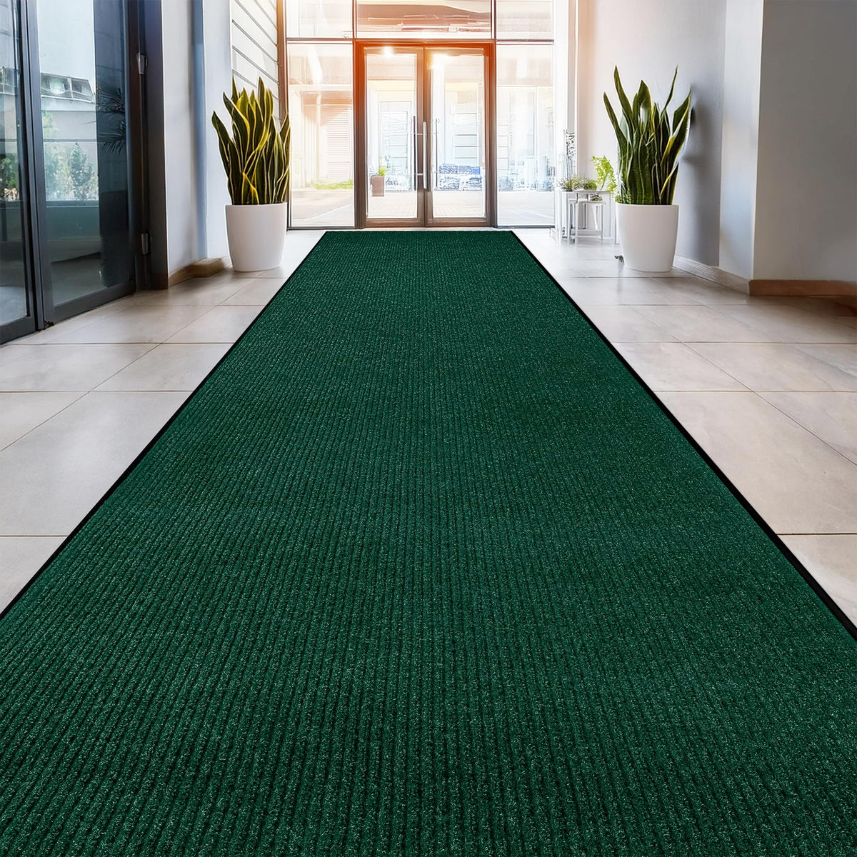MaxMat® Heavy Duty Entry Floor Mat - Large Commercial, Indoor/Outdoor, Waterproof, Easy to Clean, Low-Profile Door Mat (4 x 6 Feet, Brown, MXM-RIB0046BR)