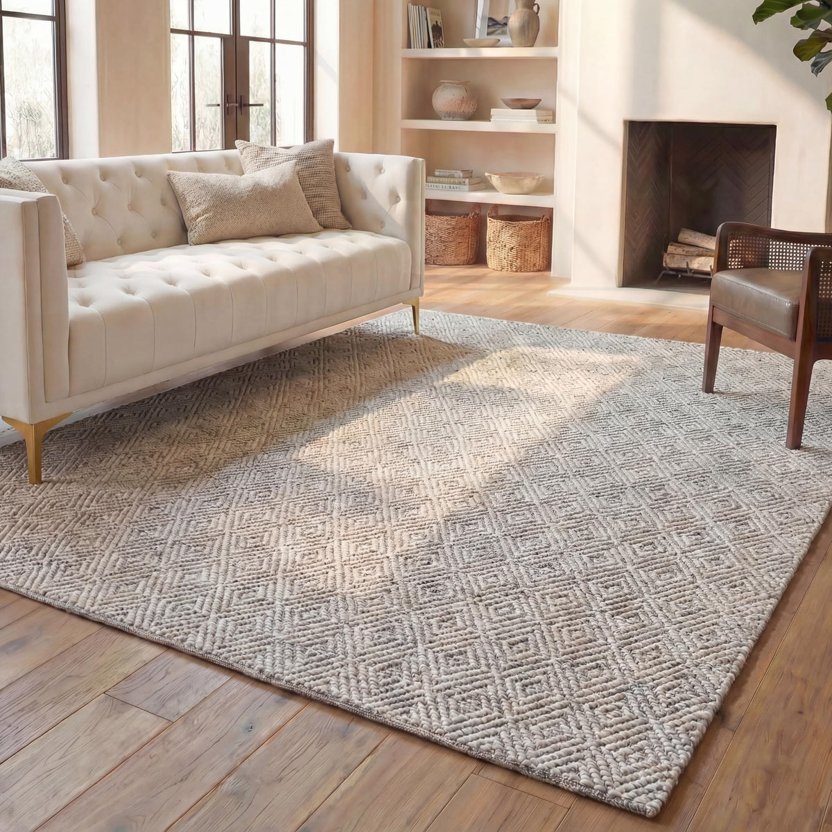 SAFAVIEH Natura Wool Area Rug 8'x10', Ivory & Light Grey NAT503A