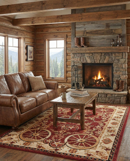 Rugs.com - Pioneer Rug – 5 Ft Square Ivory Easy-Clean Rug – Rustic Decor for Living Rooms, Bedrooms, and Entryways