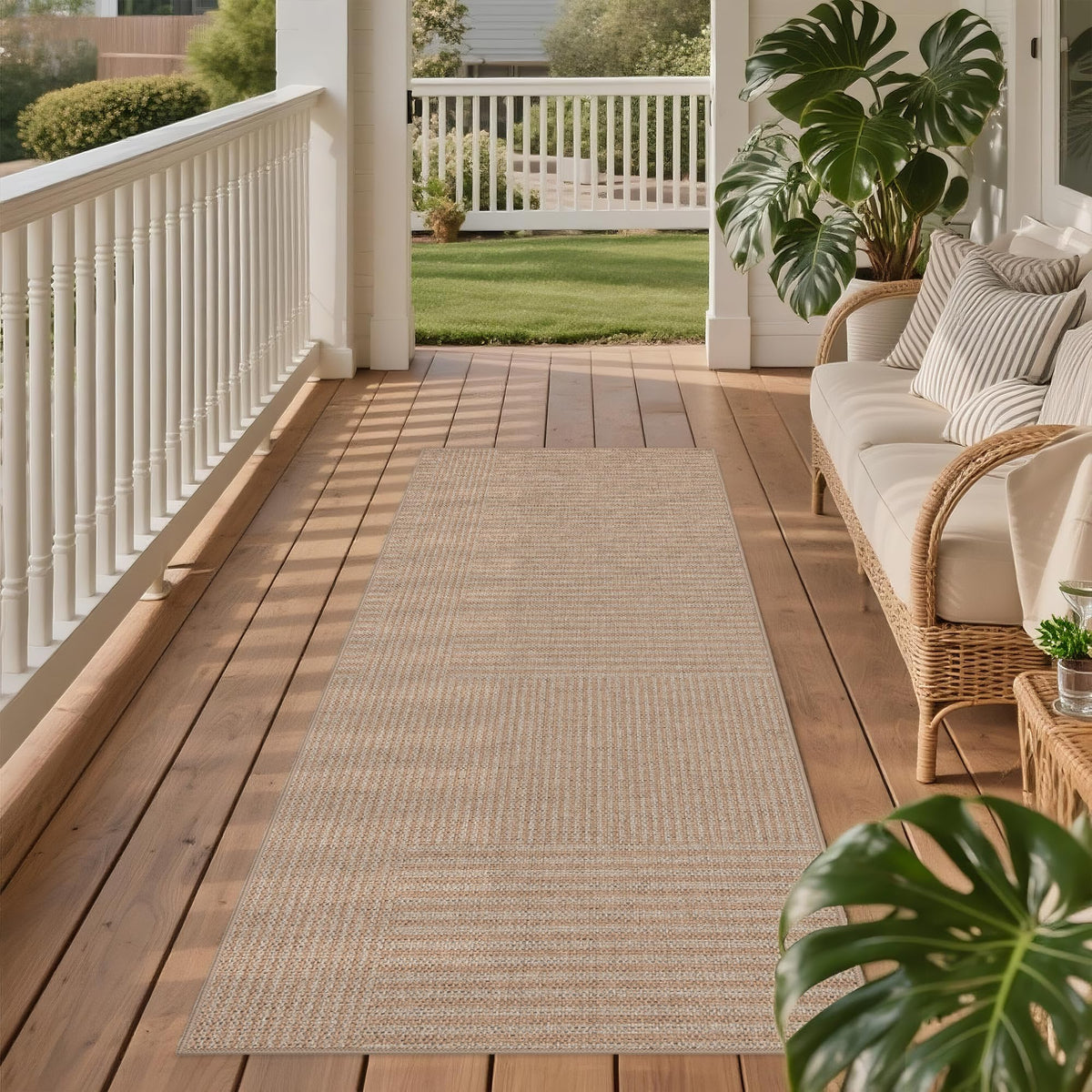 Easy Jute Rug for Pet Homes: 4x6 Outdoor Rug - Geometric Arch Pattern