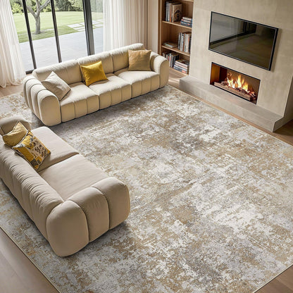 Tortania Washable 8x10 Area Rug for Living Room: Modern Abstract Neutral Large Soft Thin Rugs - Non Slip Indoor Carpet for Bedroom Dining Room Office Nursery Home Floor Decoration - Smoky Gray
