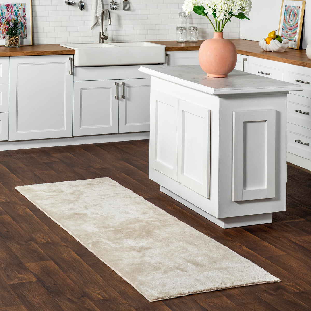 nuLOOM Loni Off White Solid Washable Area Rug, 8' x 10'