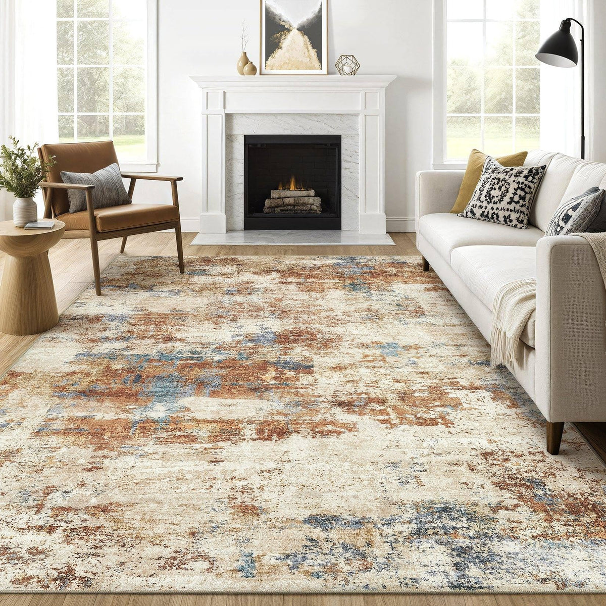 LOONGRUG 10x14 Area Rugs Washable Large Neutral Modern Living Room Rug