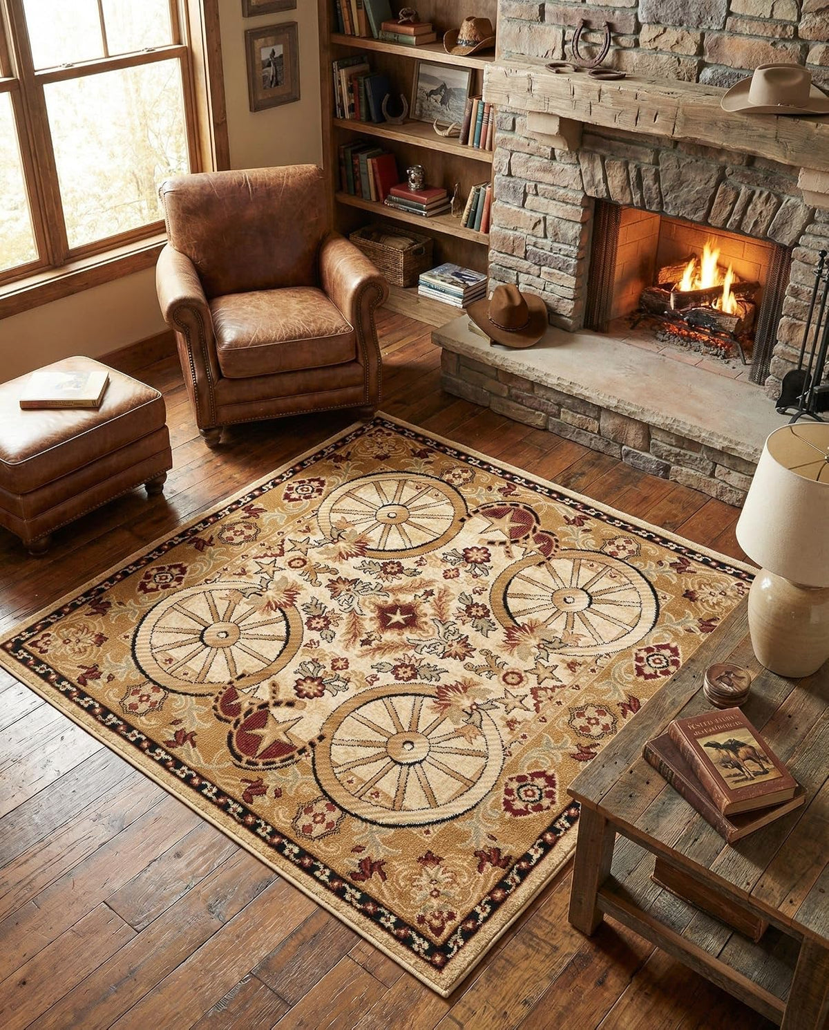 Rugs.com - Pioneer Rug – 5 Ft Square Ivory Easy-Clean Rug – Rustic Decor for Living Rooms, Bedrooms, and Entryways