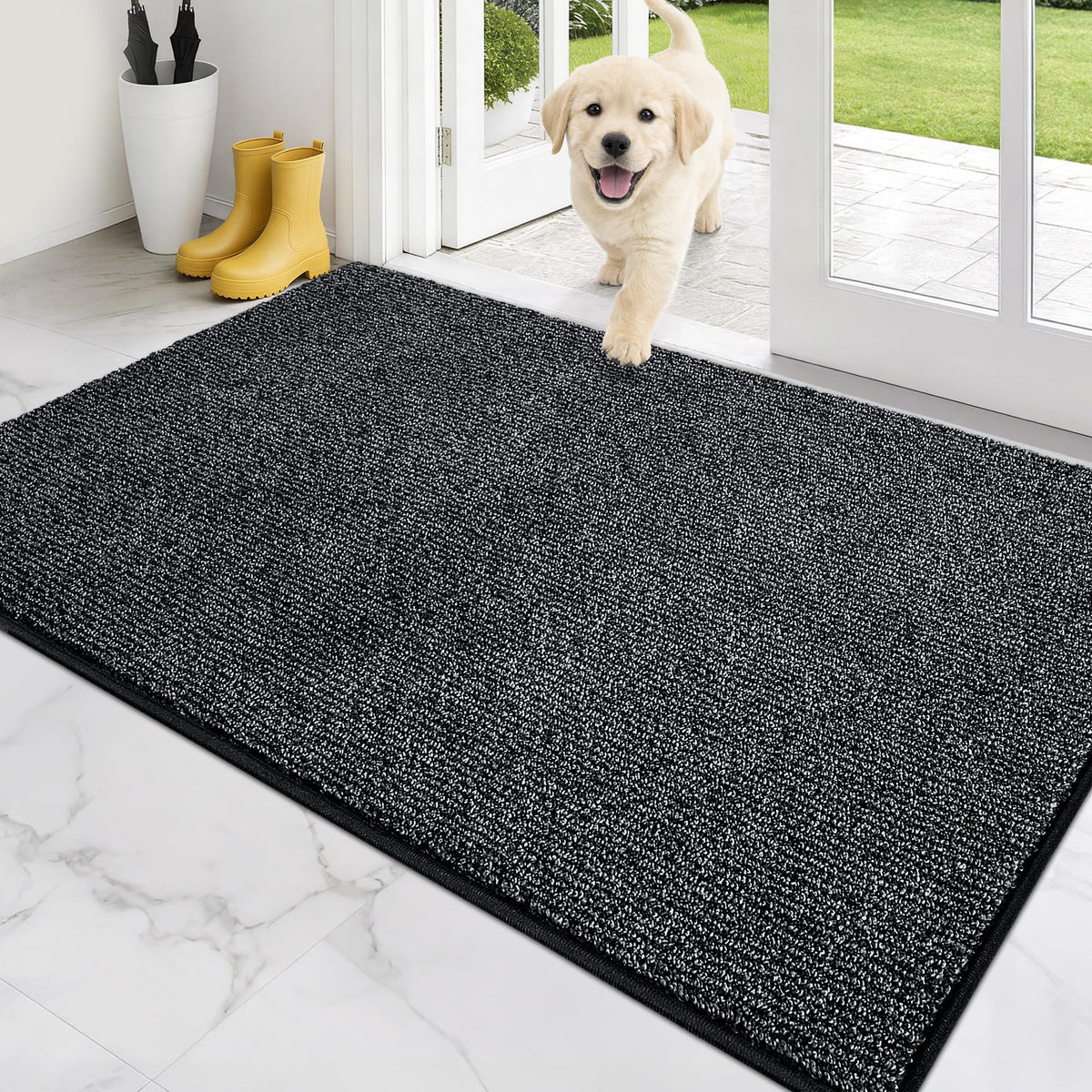 PURRUGS Dirt Trapping Indoor Door Mat, 20" x 31.5", Heathered Charcoal