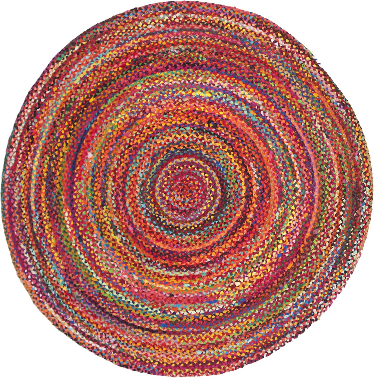 SAFAVIEH Braided Cotton Round Rug 6', Farmhouse Rust & Multi BRD452P