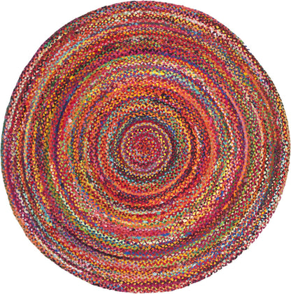 SAFAVIEH Braided Cotton Round Rug 6', Farmhouse Rust & Multi BRD452P