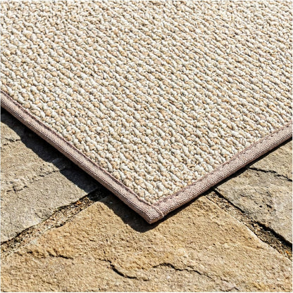 KOECKRITZ 6' x 12' Ivory Mix Nugget Special Indoor Outdoor Area Rug - Multilevel Loop Berber - Durable & Stain Resistant Carpet for Porches, Decks, Patios, Sunroom