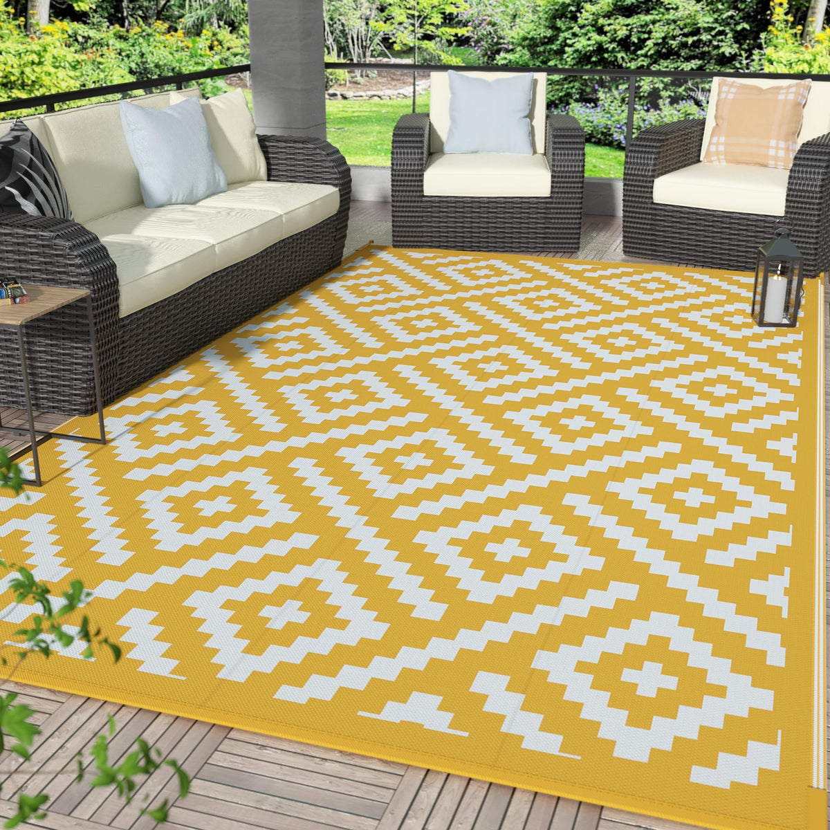 GENIMO Outdoor Rug, Waterproof Plastic Rugs for Patio, 5'x8' Cloud Grey